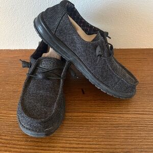 HeyDude Wendy Sox Monochromatic Black Shoes Size 9